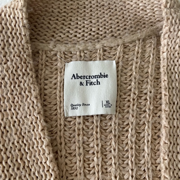 Abercrombie & Fitch Cardigan Knit Open Front‎ Cream Women’s XL - Picture 7 of 8